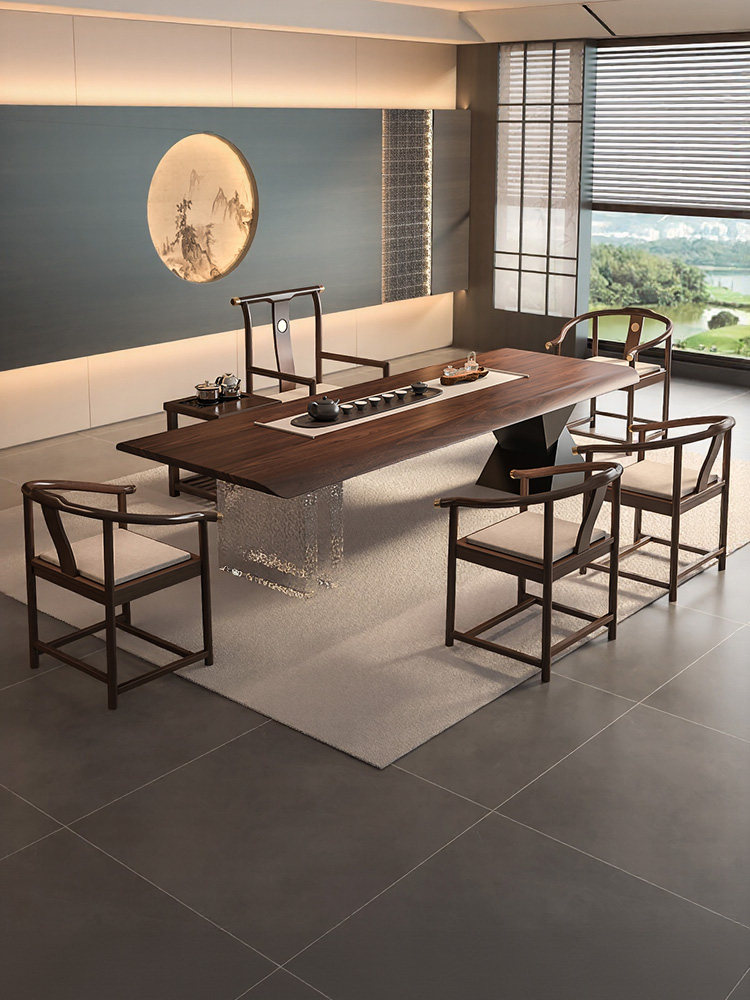 茶桌椅组合新中式实木茶台办公室茶几客厅家用2025新款高端泡茶桌