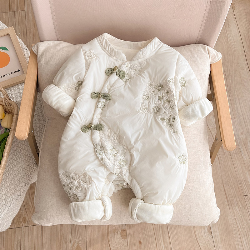 国风婴儿衣服秋冬装新生女宝宝加绒保暖夹棉连体衣满月外出爬爬服,童装/婴儿装/亲子装,棉袄/棉服,淘宝优惠券,粉丝福利购,淘宝优惠卷