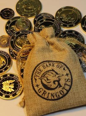 德国哈利波特电影周边古灵阁巫师银行金币配钱袋纪念币金加隆COS