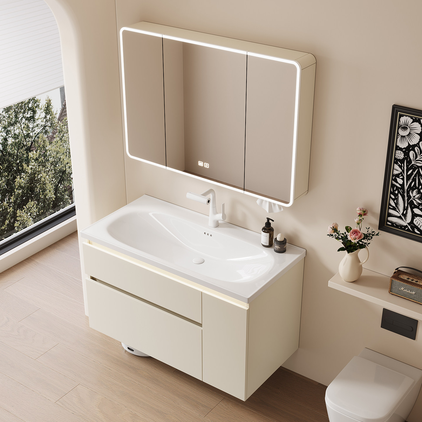 TLSTOK拉篮铝蜂窝浴室柜多功能储物美妆镜柜,家装主材,浴室柜组合,淘宝优惠券,粉丝福利购,淘宝优惠卷