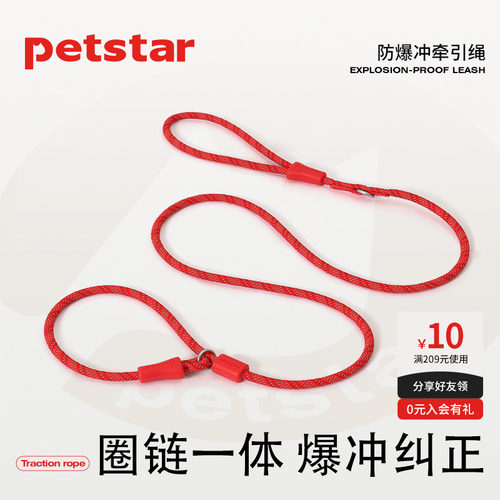 【petstar_防爆冲牵引绳】p链p绳中小型犬防挣脱狗链子户外遛狗绳