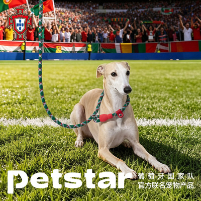 【petstar&世界杯联名】葡萄牙队防爆冲P链狗狗牵引绳遛训犬狗链