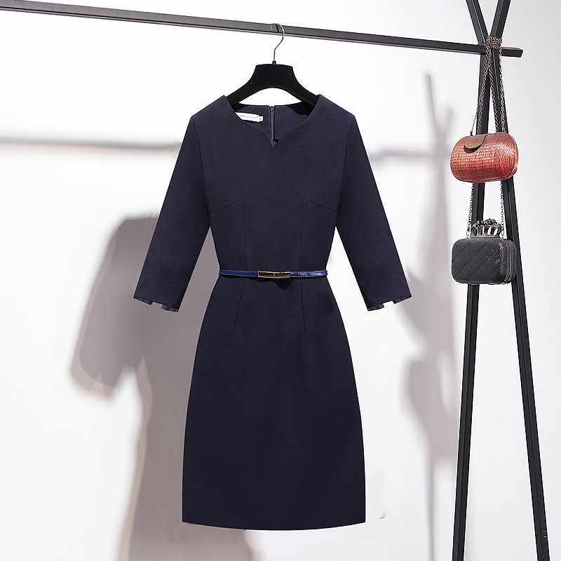 新款职业连衣裙女春夏通勤修身前台售楼部工作装珠宝美容师工作服