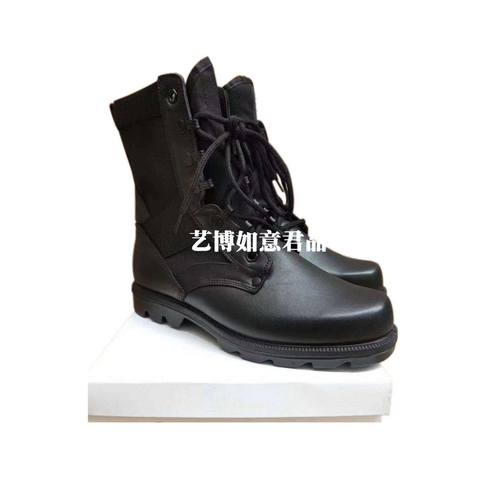 正品男式作战作训靴真皮户外超轻透气战靴训练牛皮战术安保防护鞋
