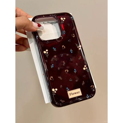 焱焱燎原酒红碎花适用苹 果15promax手机保护壳iphone16pro小众12华为mate60新款pura70/vivo小米14红米note1