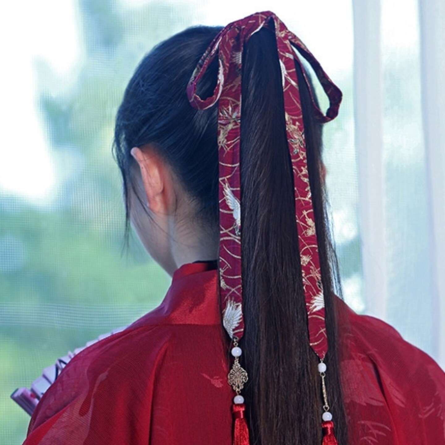 搭配马面裙发带国风汉服头饰女童中国风古装配饰长条流苏飘带发饰