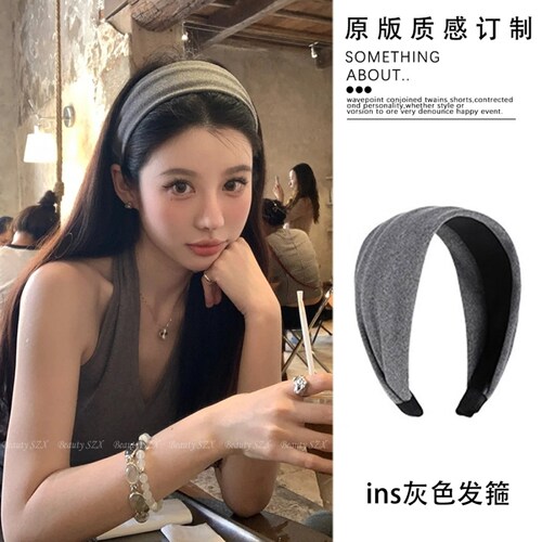 米白色宽边发箍女春夏百搭压发卡高颅顶发旅头箍显脸小头饰外戴款