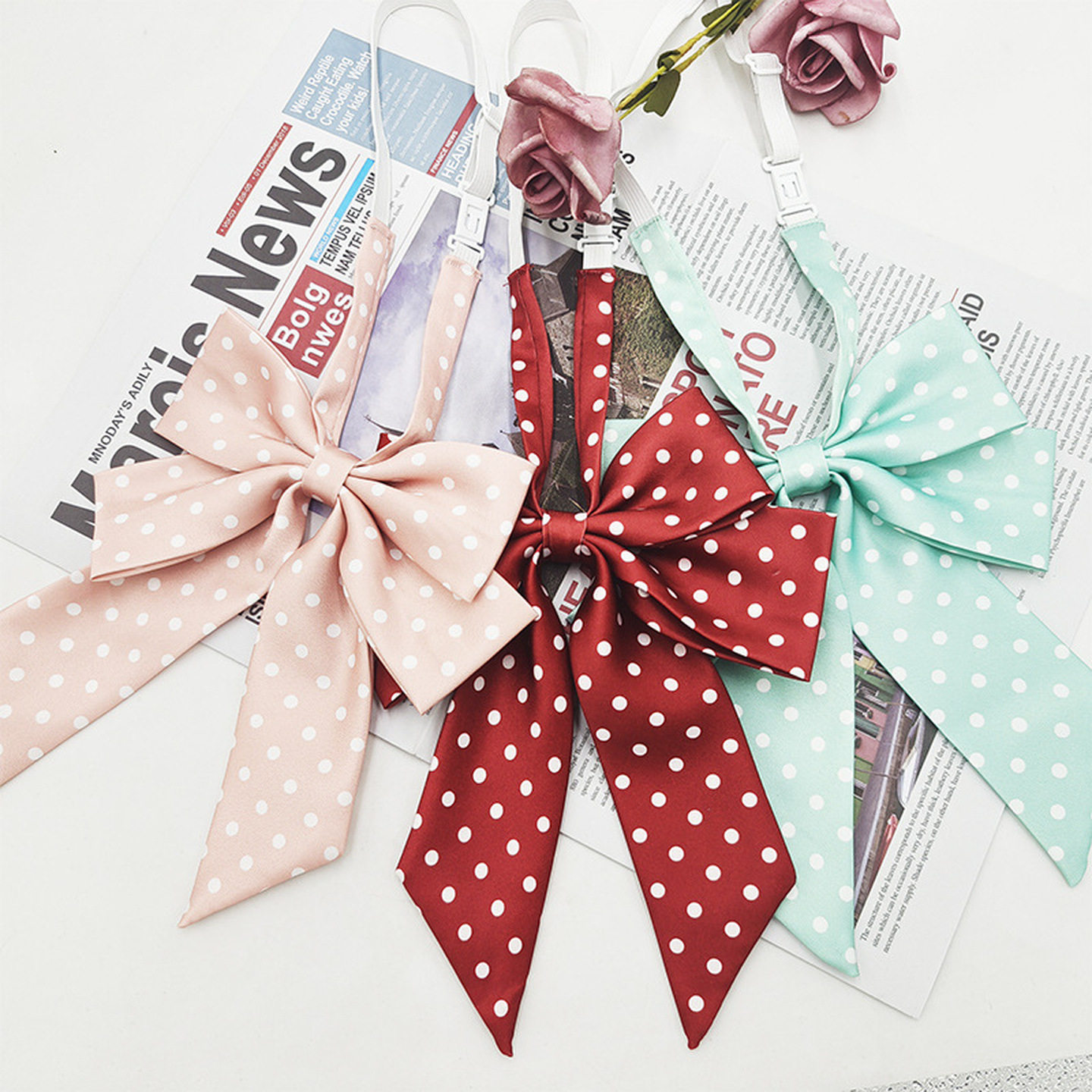 免打结jk日系风波点粉色领巾领结水手服JK配饰制服领结领花蝴蝶结