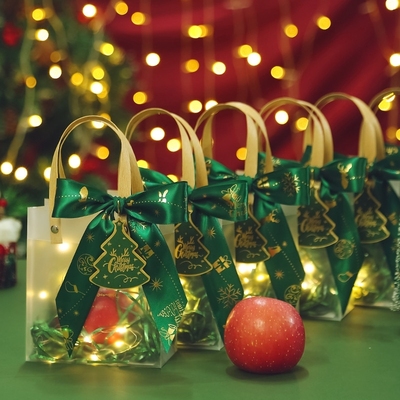 圣诞节礼品袋透明小号手提袋礼盒伴手礼礼袋子高级感礼物包装袋空