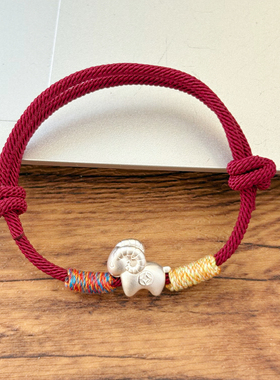 足银999小羊手绳纯银红绳手链本命年生肖手绳福牌三合生日礼物