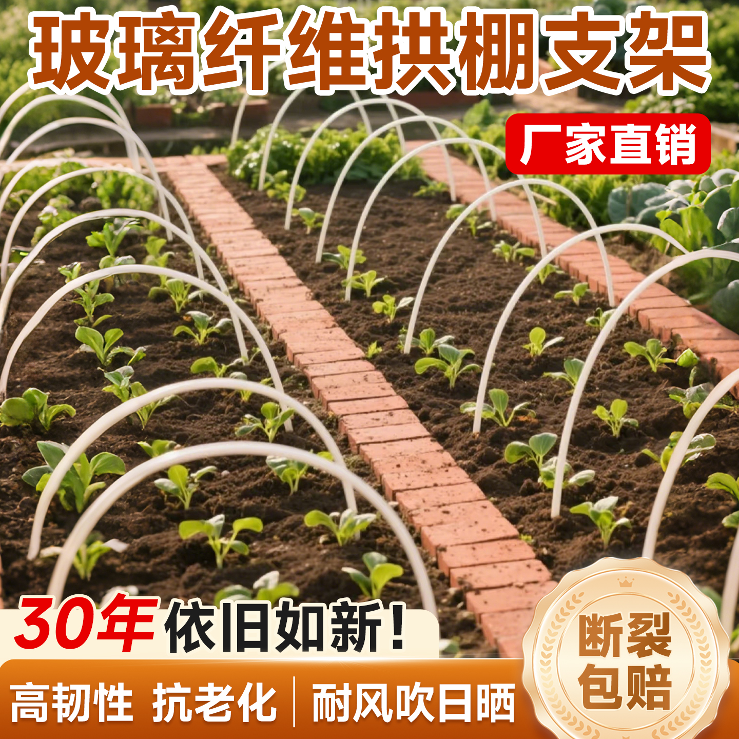 玻璃纤维拱棚支架大棚支架弧杆杆弓子蔬菜防虫网高韧性农用小拱竿