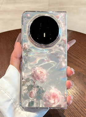 适用荣耀magicv5手机壳新款magicv3粉色玫瑰MagicVs3超薄透明折叠屏保护套magicv2至臻版防摔vs2女款高级感外