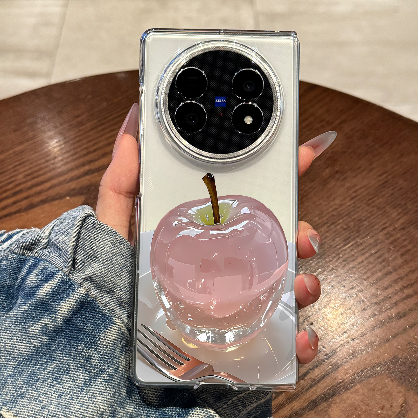 适用vivoxfold5水晶苹果手机壳