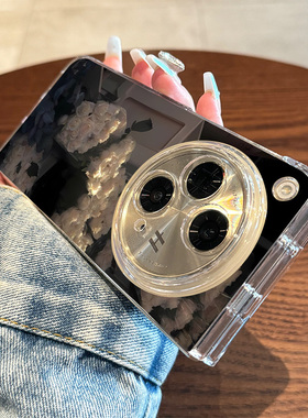 拾壳适用oppofindn3手机壳新款findn3白色花束折叠屏保护套原创N3典藏版高级感小众ins风find唯美时尚oppo女