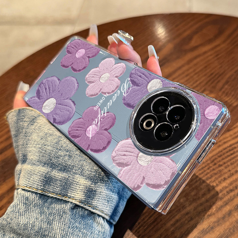 vivoxfold2紫色花朵透明手机壳