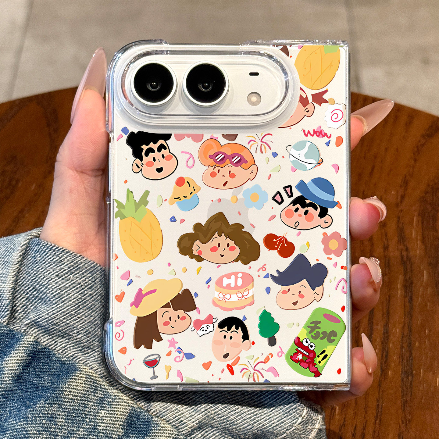 适用iphone duo手机壳新款苹果折叠屏保护套18duo高级感超薄透明超好看duo满屏蜡笔小新全包防摔卡通女款ins