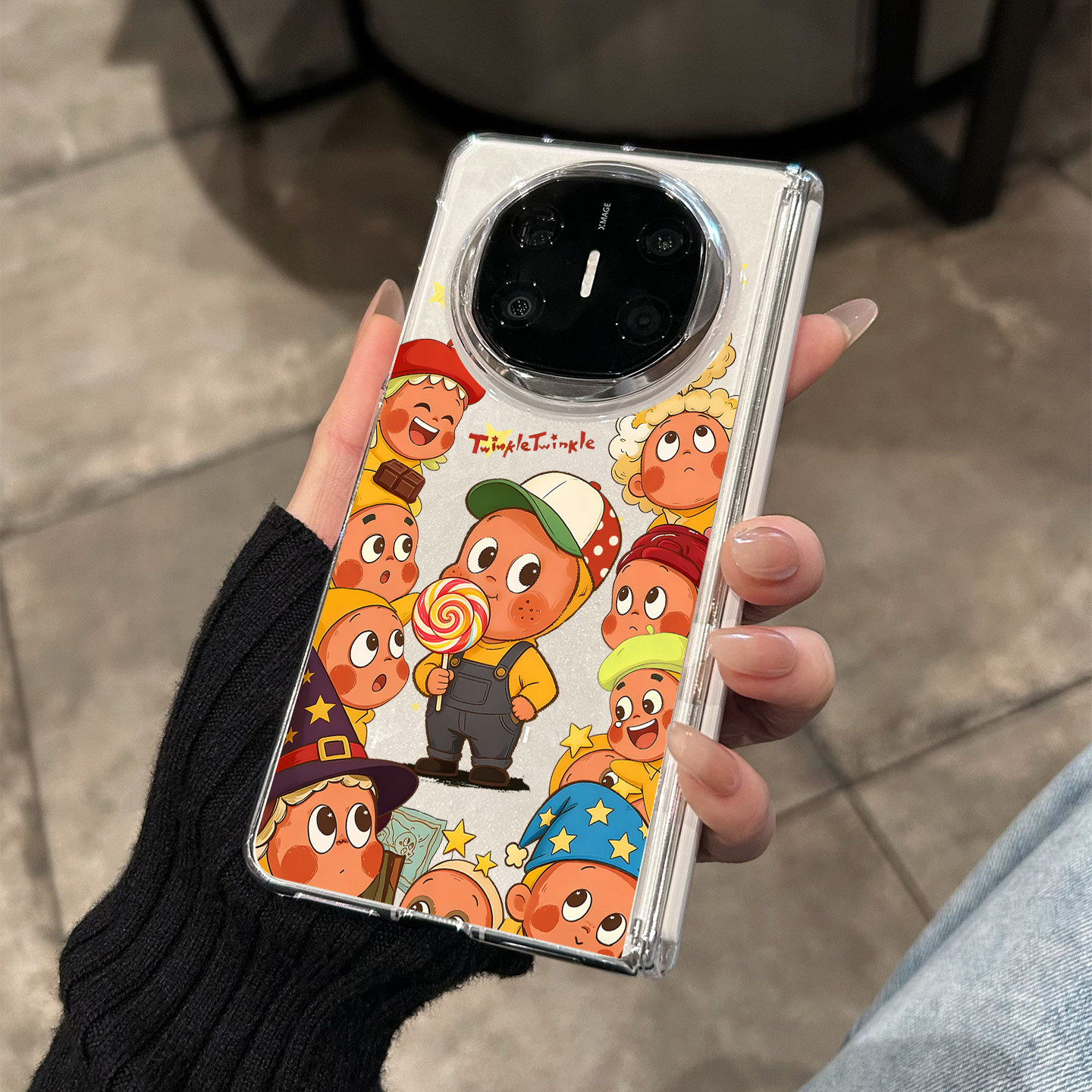 适用华为matex7手机壳新款折叠屏高级感matex6可爱棒棒糖星星人x7典藏版透明全包防摔x6单双中轴女款小众ins