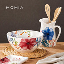 家用吃饭碗面碗汤碗菜盘子碗碟 HOMIA花卉年华釉下彩陶瓷餐具套装