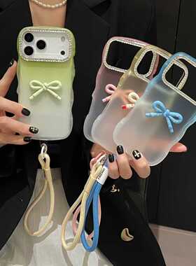 适用iphone17手机壳苹果17air渐变保护壳16promax新款点钻15壳按键全包双色14波浪边日韩滴胶蝴蝶结13手绳软
