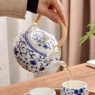 功夫茶具茶壶单壶陶瓷青花瓷家用大号提梁泡茶壶 成艺