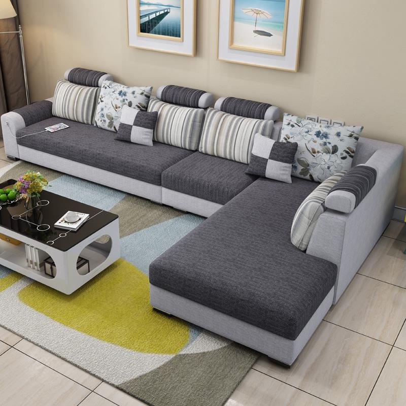 布艺沙发客厅小户型简约现代可拆洗经济乳胶北欧贵妃家具组合套装