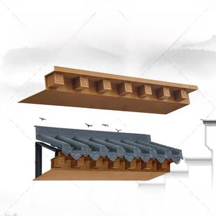 封底板，彷古檐瓦配件，加厚塑料瓦架，中国合成树脂装饰，万字遮