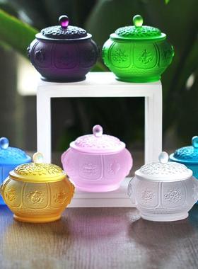 古法琉璃八吉祥净水杯供杯圣水杯供具摆件居家客厅佛堂供奉用品