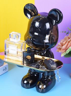 网红暴力熊收纳托盘摆件玄关客厅装饰品糖果钥匙盘乔迁生日送礼物
