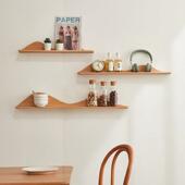 墙上隔板榉木免打孔置物架电视墙面床头装 饰隔板客厅艺术壁挂书架