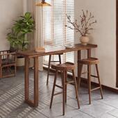 北欧简约实木吧台桌家用客厅阳台隔断长条桌现代高脚桌休闲 咖啡