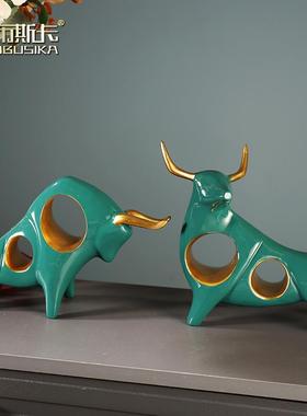牛摆件客厅电视柜酒柜书柜摆件创意现代办公室北欧轻奢小装饰品