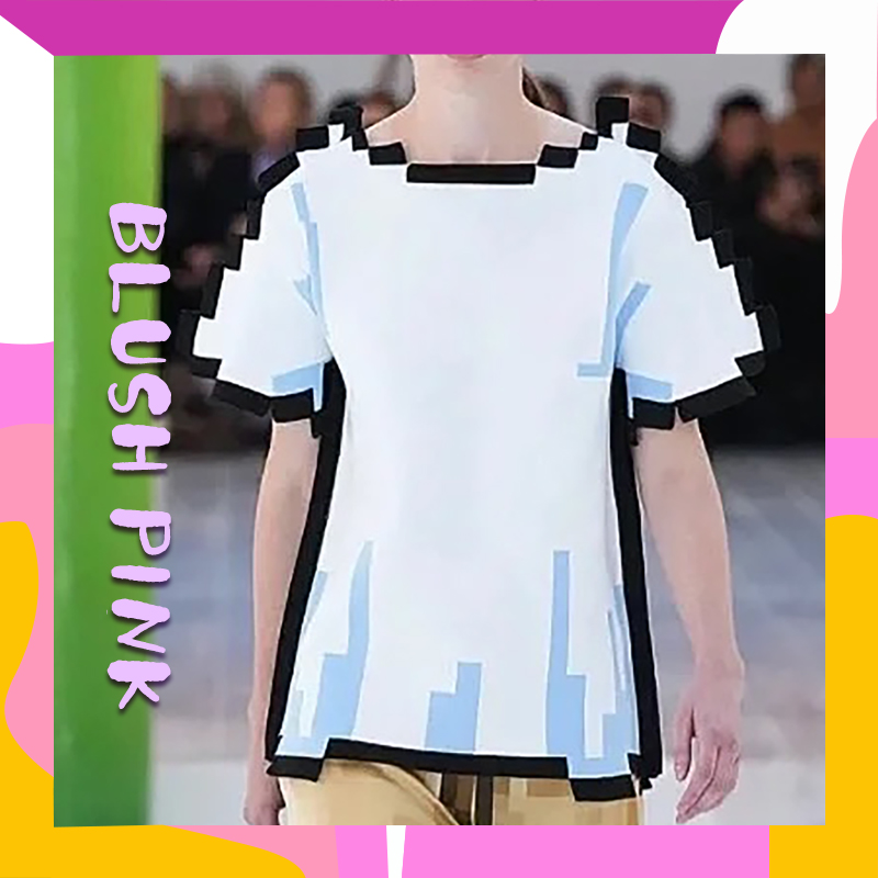 BlushPink|马赛克像素风短袖t恤女2024新款设计轻奢小众炸街上衣