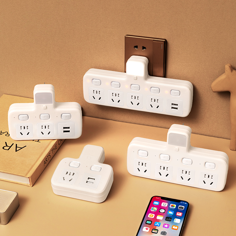 公年纯铜插座转换器多孔面板排插插板插排带usb一转多口家用宿舍