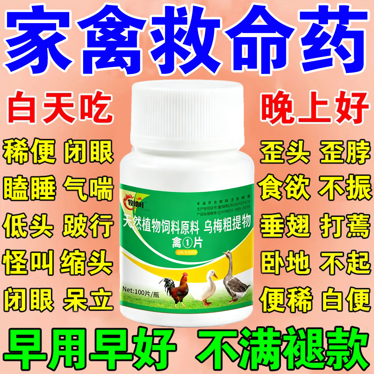养鸡专用特效鸡药呼噜呆立不动垂头没精神鸡鸭鹅鸽兔救命通用药