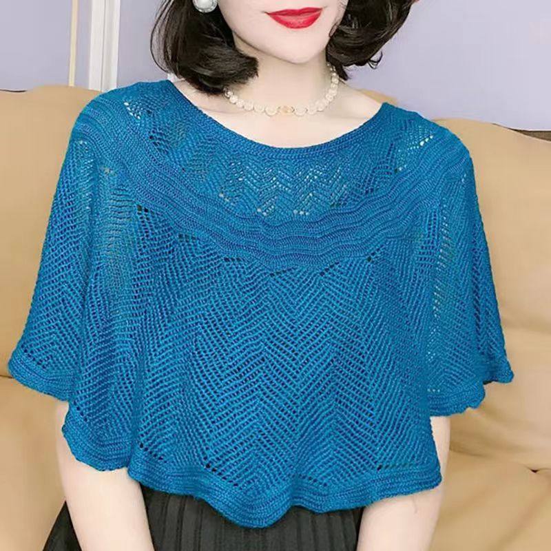 防晒衫配吊带裙子镂空罩衫女夏季针织套头薄款小外搭披肩式上衣女