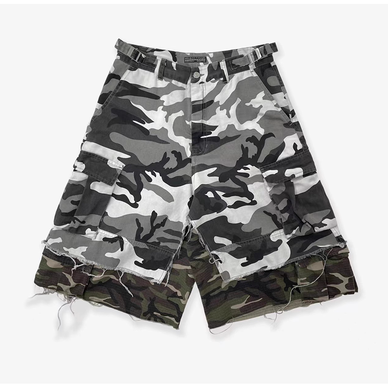 thumbnail for Grailz Project GR new fake two-panel double-layer camouflage tassel shorts