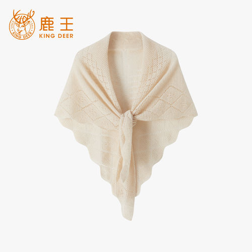 King Deer/鹿王羊绒针织薄款镂空披肩百搭时尚桑蚕丝围巾L806600