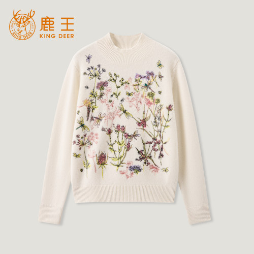 鹿王100%山羊绒女款羊绒衫