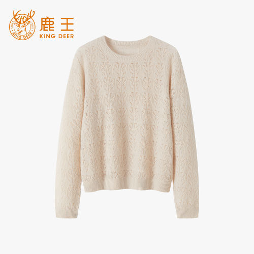King Deer/鹿王优雅树叶镂空羊绒衫新款桑蚕丝针织L806604