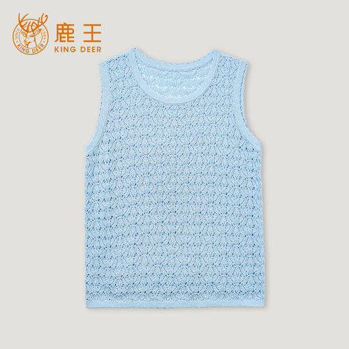 鹿王丝麻混纺镂空针织背心女夏