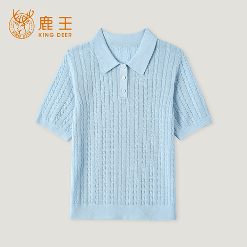 【胡可推荐】King Deer/鹿王Polo衫显瘦职场气质桑蚕丝L816109
