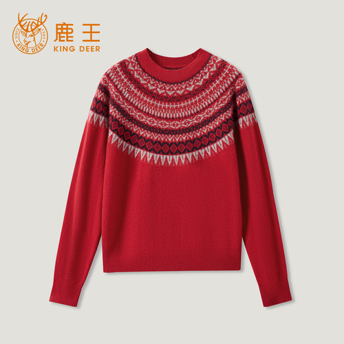 【思思粉丝专享】King Deer/羊绒秋冬费尔岛正肩针织衫L805868