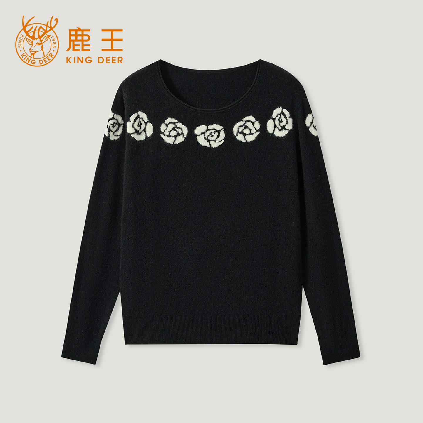 King Deer/鹿王秋冬新款女式圆领长袖羊绒衫L805572