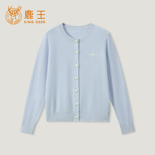 鹿王100%山羊绒女开衫