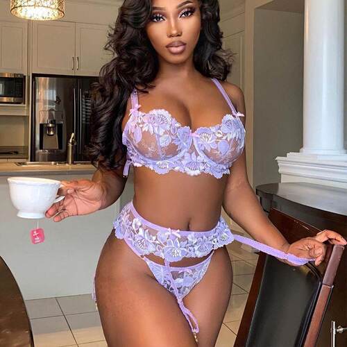 Funny lingerie sexy women's lace cut out bra suit