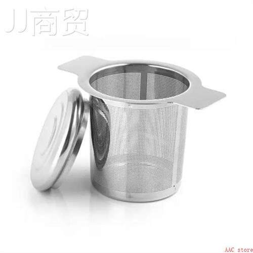 Tea Mesh Metal Infuser Strainer Tea Leaf Filter with Cover F