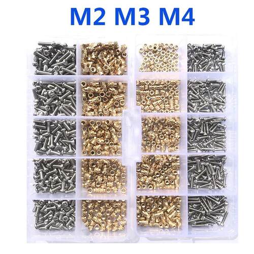Brass Insert Nut and Screw Assortment Kit 260-500pcs M2 M3 M