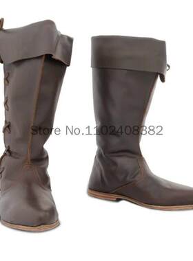 Plus Size Medieval Leather Men Women Boots Halloween Carniva