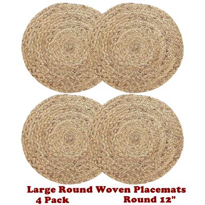 4 Pack Large Round Woven Placemats for Dining Table Kitchen