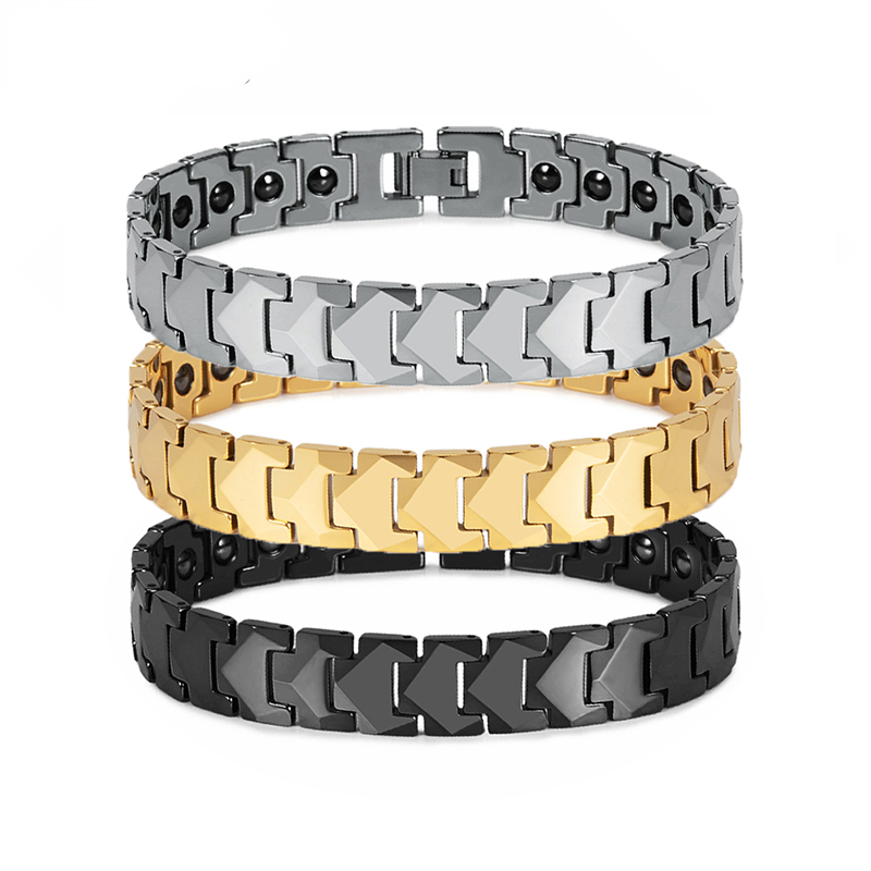 新款纯钨金手链磁石手环男士能量手串箭头霸气高档饰品节日礼物